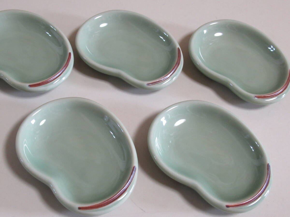 R6 04* ceramics .. Tachikichi broad bean legume plate 5 pieces set unused goods 
