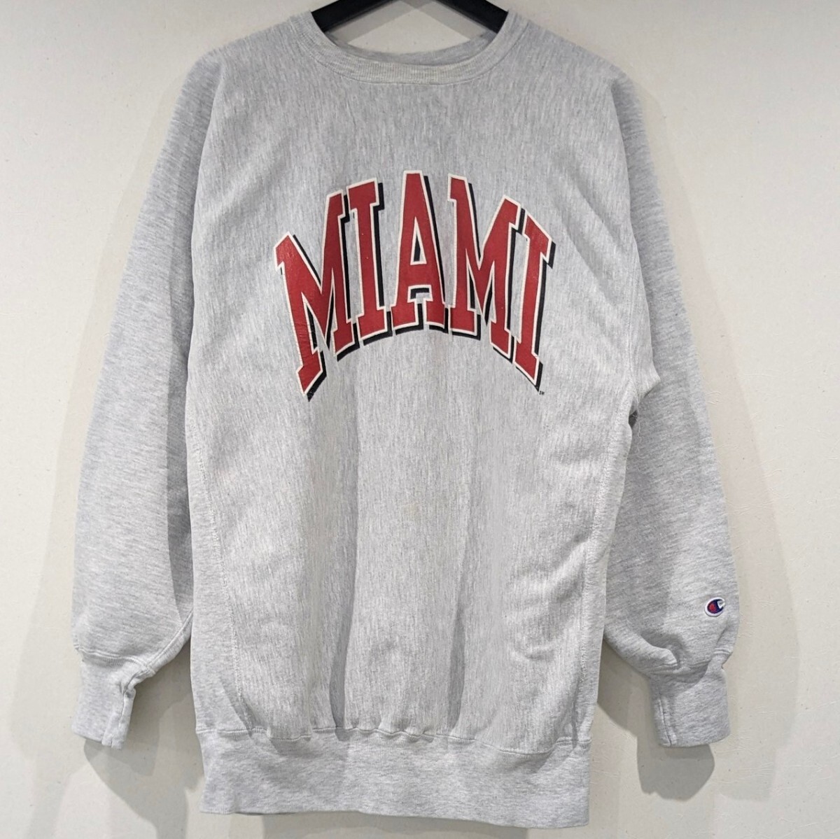 90s チャンピオン リバースウィーブ MIAMI グレー スウェット XXL USA製 ビンテージ Champion アメリカ 刺繍タグ ヴィンテージ *38