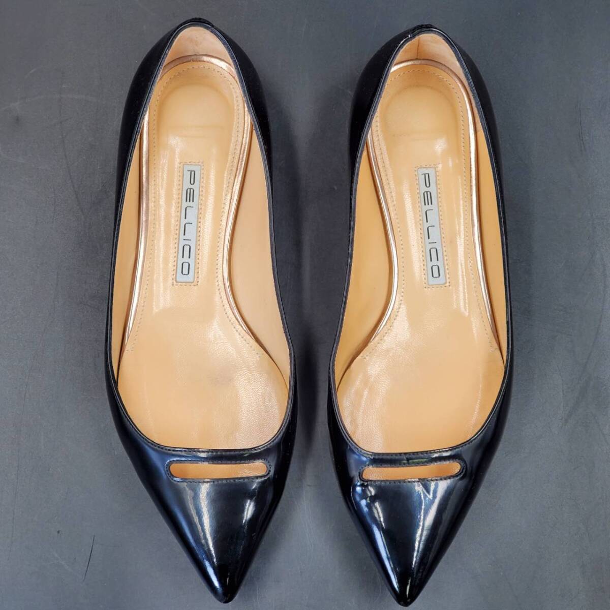 #85 PELLICO Perry ko Flat эмаль туфли-лодочки размер 37 Италия производства чёрный черный low каблук обувь po Inte dotu натуральная кожа одежда 
