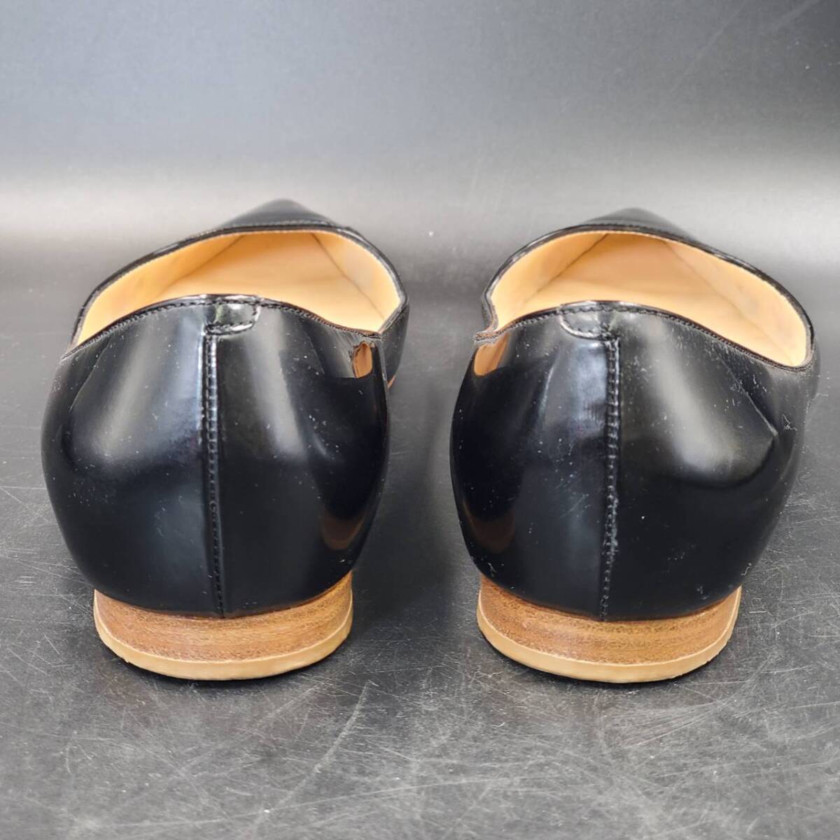 #85 PELLICO ペリーコ フラット エナメル パンプス サイズ 37 イタリア製 黒 ブラック ローヒール 靴 ポインテッドトゥ 本革 アパレル の画像8