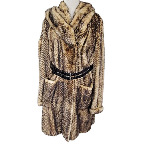 #45 Giuliana Teso ジュリアナ テソ ミンク ロング コート 着丈約105cm 毛皮 コート イタリア製 三越 MITSUKOSHI 冬着 フード付_商品説明にも画像が掲載されています。