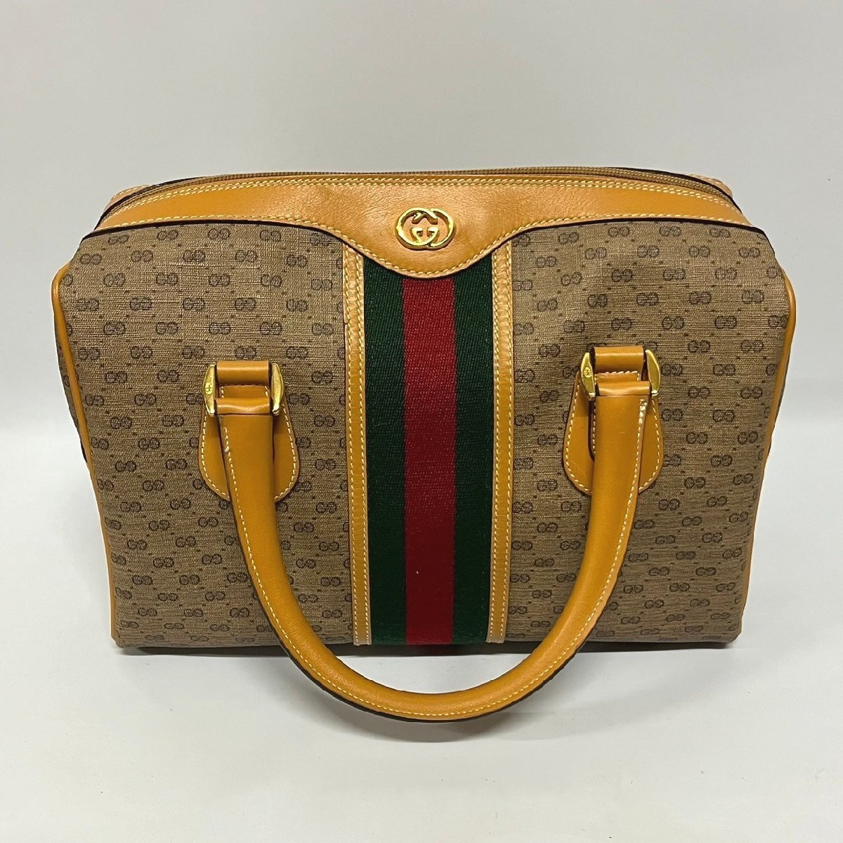 GUCCI グッチ シェリーライン ミニボストン ハンドバッグ マイクロGG 002・115・0165　042607w/T2（80）_画像1