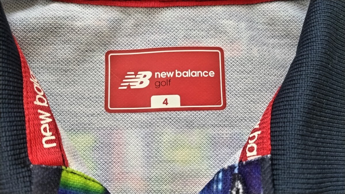 即決 New Balance GOLF メンズ半袖シャツ ネイビー柄 4サイズ Mサイズ相当 ニューバランス ゴルフの画像6