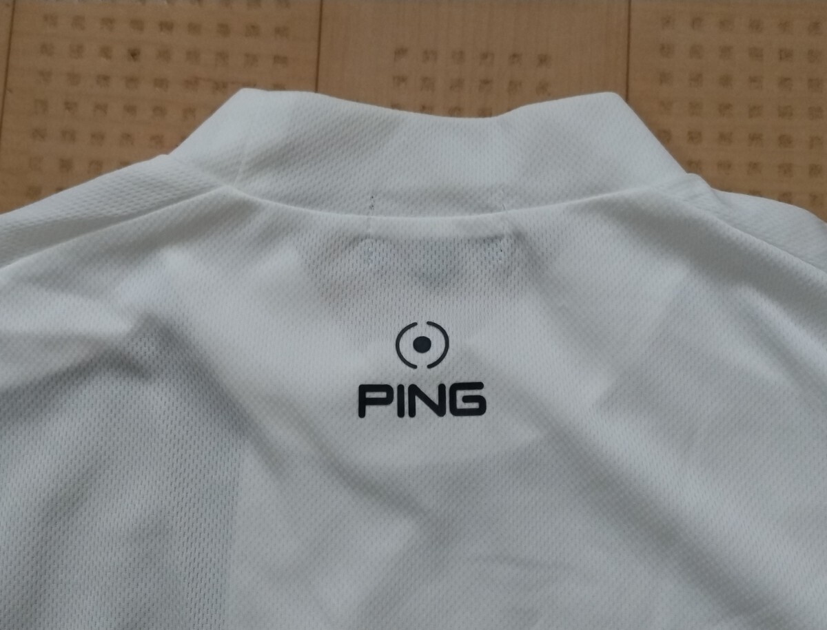 即決 PING GOLF 半袖モックネックシャツ ホワイト Lサイズ ピンゴルフ_画像7
