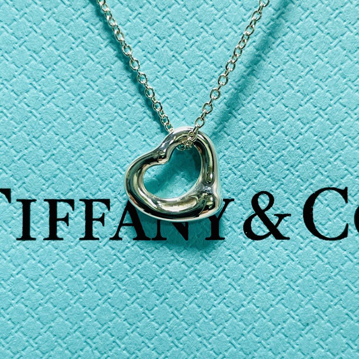 46cm ティファニー オープンハート スモール ネックレス シルバー TIFFANY&Co.★901_画像1