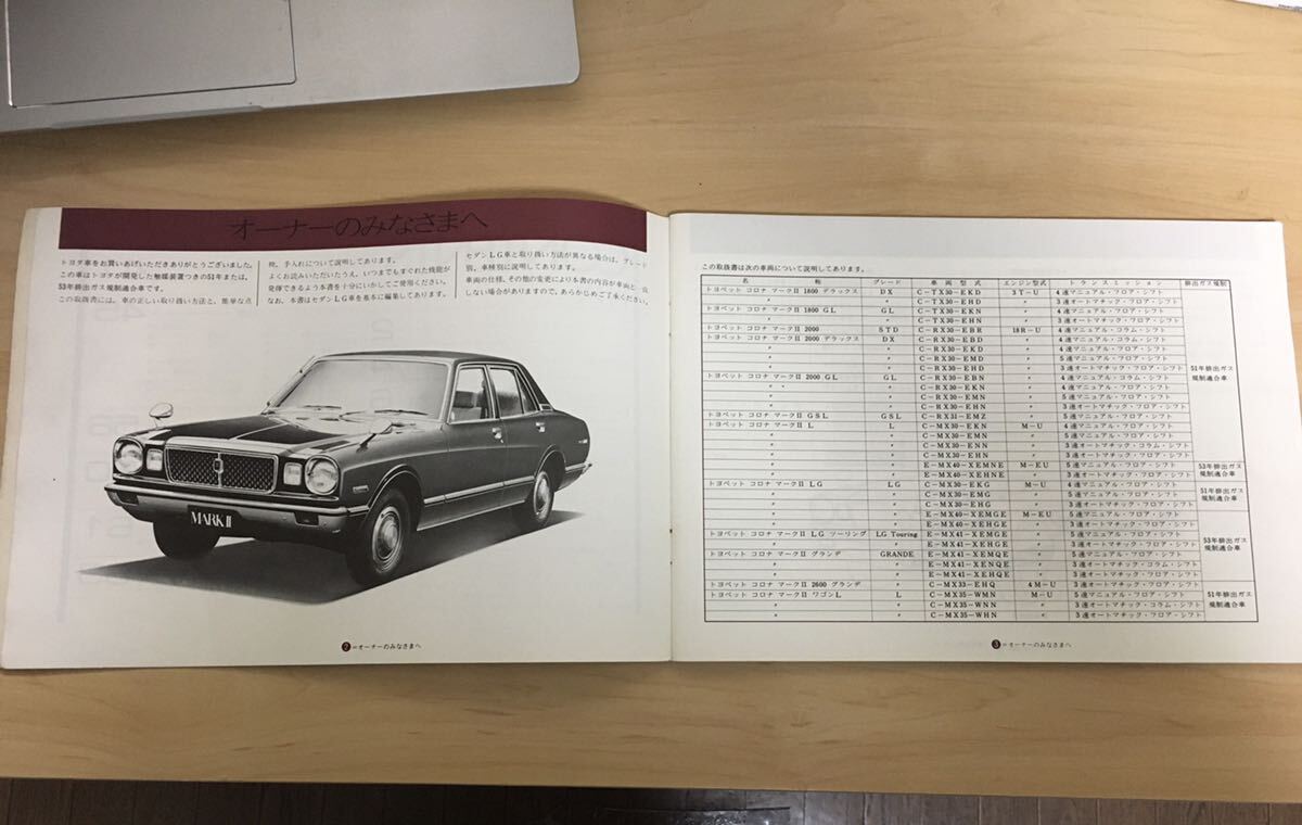 マークⅡ マーク2 取扱書 MX41 LX40 TX41 X40系 X30系 バン ワゴン マーク2 MARKⅡ ブタ目 オーナーズマニュア 当時物 ビンテージ 旧車  の画像2