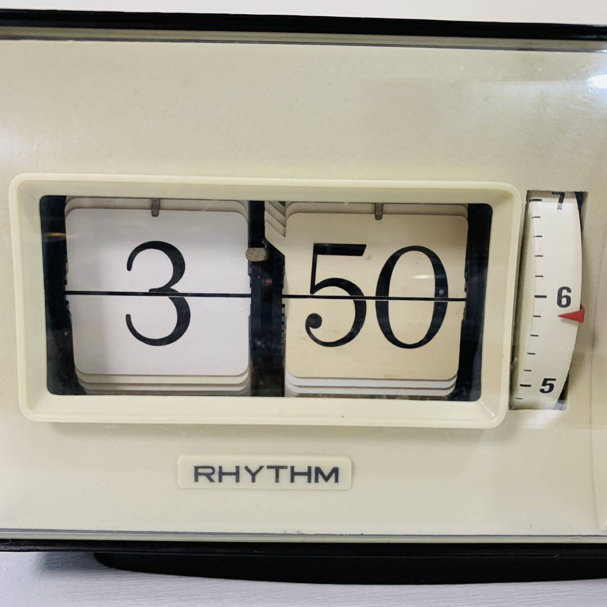 Rhythm リズム時計 パタパタ時計 アンティーク 昭和レトロ No.16505 日本製 置時計 目覚まし時計 アラーム 当時物 ビンテージ