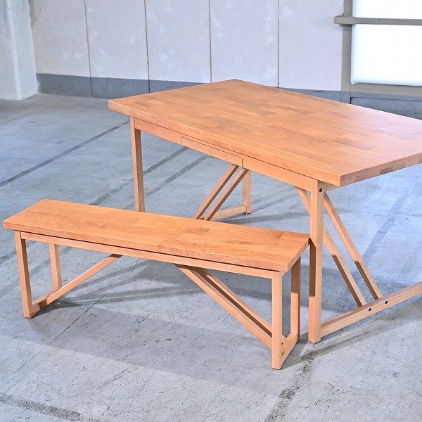吉桂「MARBLE/マーブル」ダイニング 2点セット テーブル ベンチ 椅子 天然木 無垢 食卓 ナチュラル カントリー