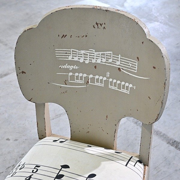 アンティーク調 ハイバックチェア 木製 椅子 ダイニング クラシック サロン リビング ビンテージ調 音符 猫脚 エレガント