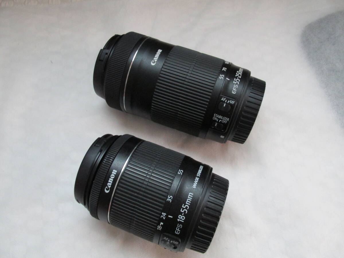 中古良品 キャノン CANON EF-S18-55㎜F3.5-5.6 IS STM＋ EF-S55-250mm F4-5.6 IS STM、の画像1