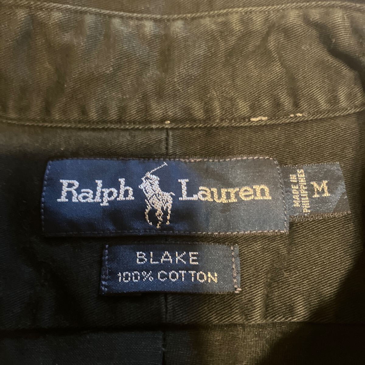 ラルフローレン BLAKE コットン100% ブラック ボタンダウンシャツ サイズM フィリピン製_画像5