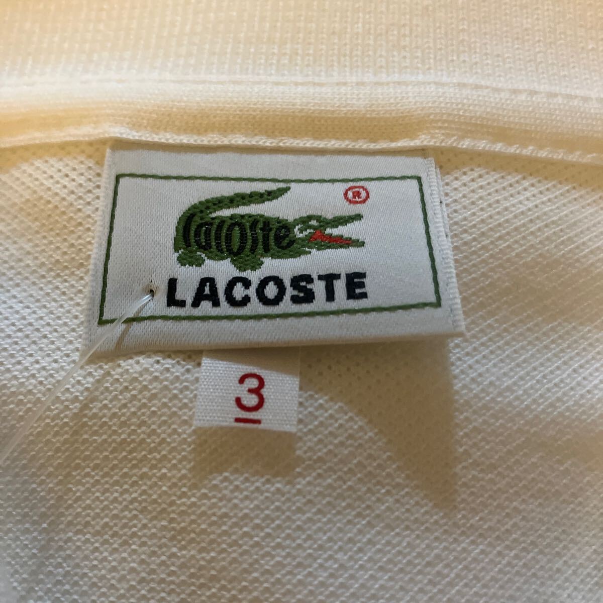 デットストック タグ付 LACOSTE ラコステ 半袖ポロシャツ L1212 日本製 サイズ3 ホワイトの画像4