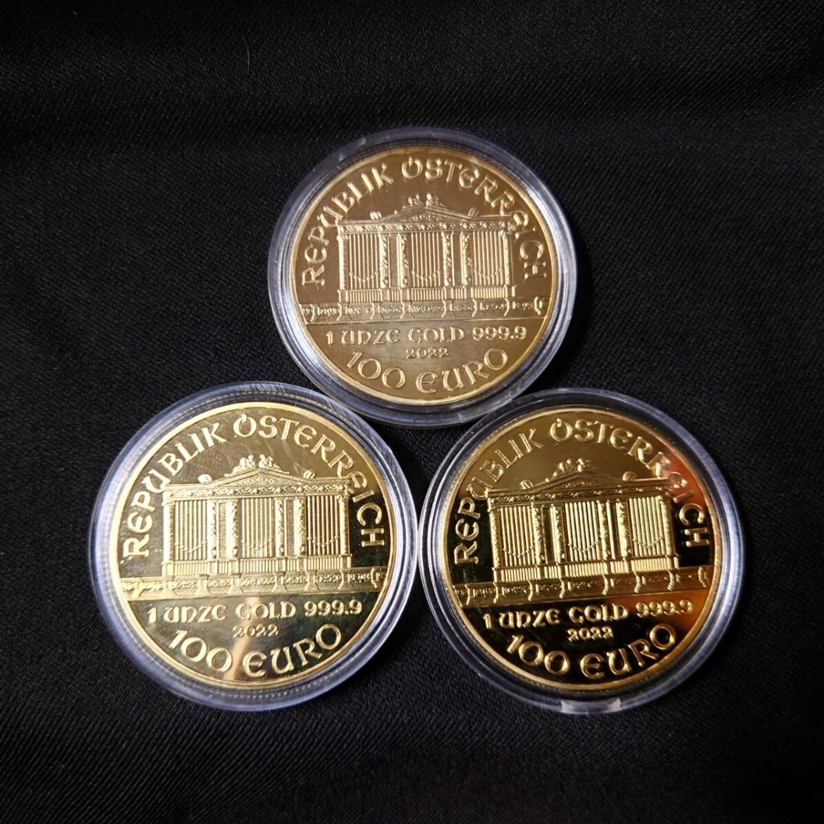 ウィーンフィルハーモニー ゴールド GOLD 金 金貨 24k ゴールドコイン ウィーン金貨 3枚セット の画像2