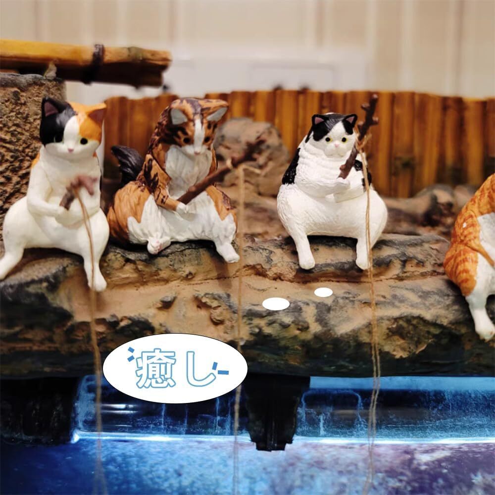 釣り猫 KALOLINNA 釣り猫 5点セット 子猫釣り置物 猫フィギュア 樹脂 リアル 猫釣り ミニ 和風 癒し懸垂装飾品 雰囲の画像4