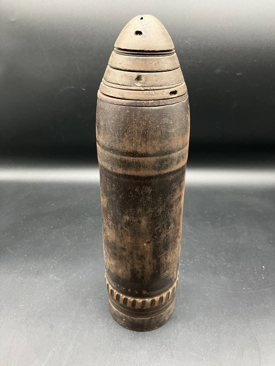 日本軍 75mm砲弾(無火薬) 刻印有 全長29ｃｍ Japanese Army・75mm shell(non-powder) 当時物 旧日本軍 304の画像1