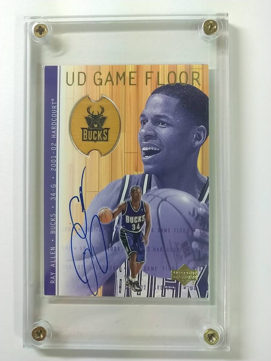 NBAカード Ray Allen 2001-02 UpperDeck Hardcourt Game Floor autograph#RA-A_画像1