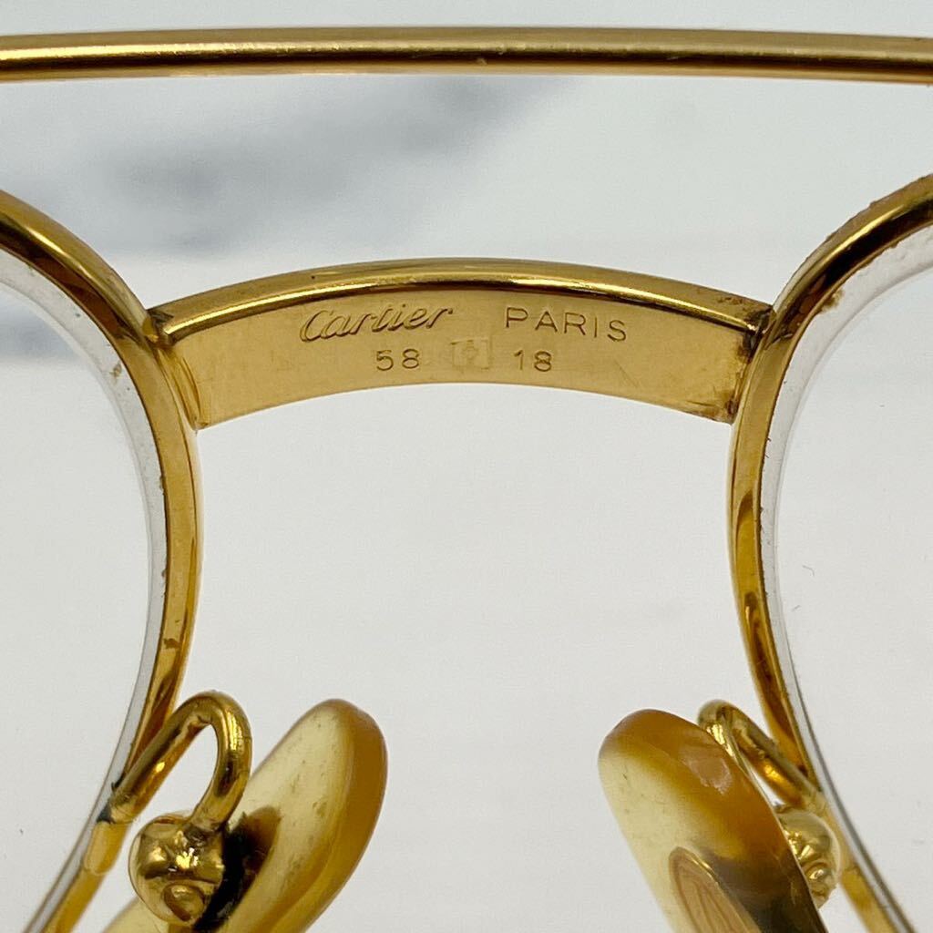 ♪【売り切り】Cartierカルティエ サントス 眼鏡 58□18 140ゴールドカラー ブランド小物 アイウェア フランス製 メガネ ヴィンテージの画像9