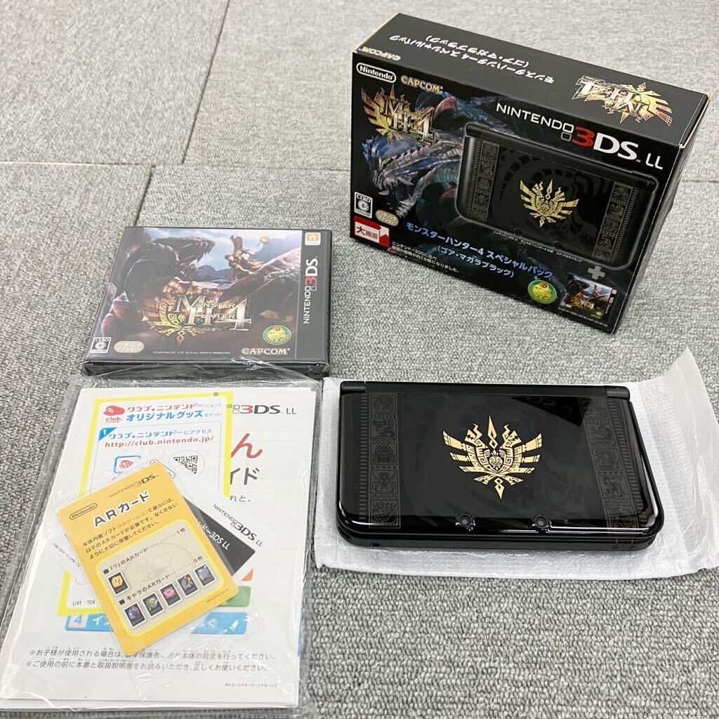 $【売り切り】超美品！モンスターハンター4スペシャルパック ゴア・マガラブラック ニンテンドー3DSLL SPR-004+ソフトセット ソフト未開封_画像1