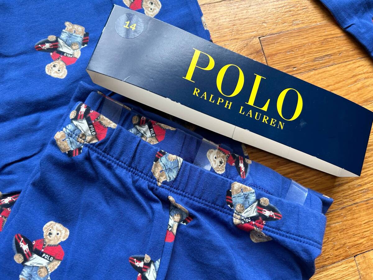 新品！ラルフローレン（Polo）♪ブルー、クマさんプリントボーイズパジャマ14歳用
