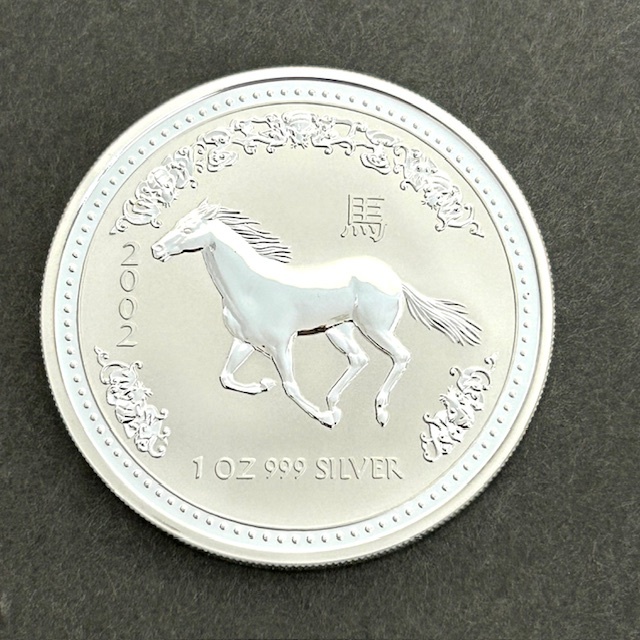 △G エリザベスⅡ世 オーストラリア1ドル銀貨 2002年 馬 1オンス △の画像6