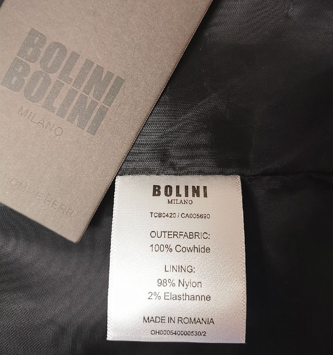 最高級*EU製◆イタリア・ミラノ発*BOLINI*ブラックラインdesigner 最上級牛革使用・ベッカム愛用・レザージャケット/50サイズの画像9