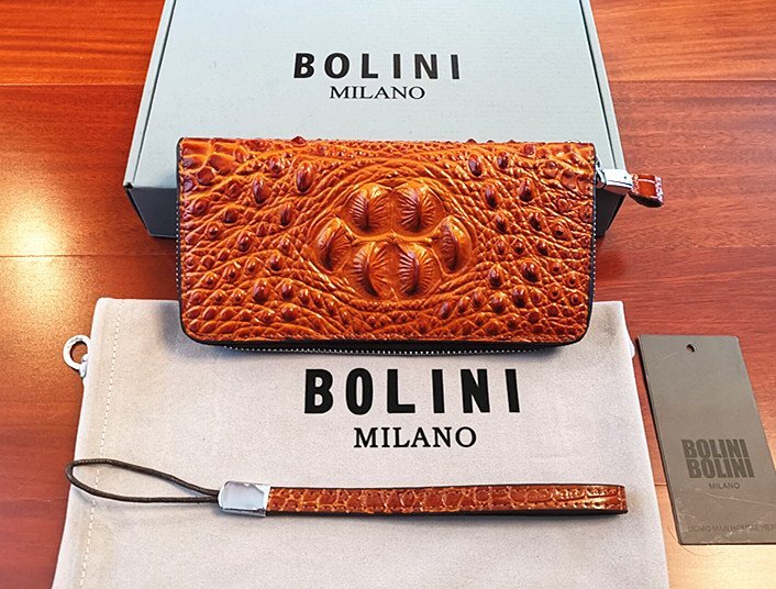 逸品*イタリア製※定価15万◆イタリア・ミラノ発*BOLINI/ボリニ・最上級牛革・クロコダイル*ラウンドファスナー 長財布・黄色いの画像6