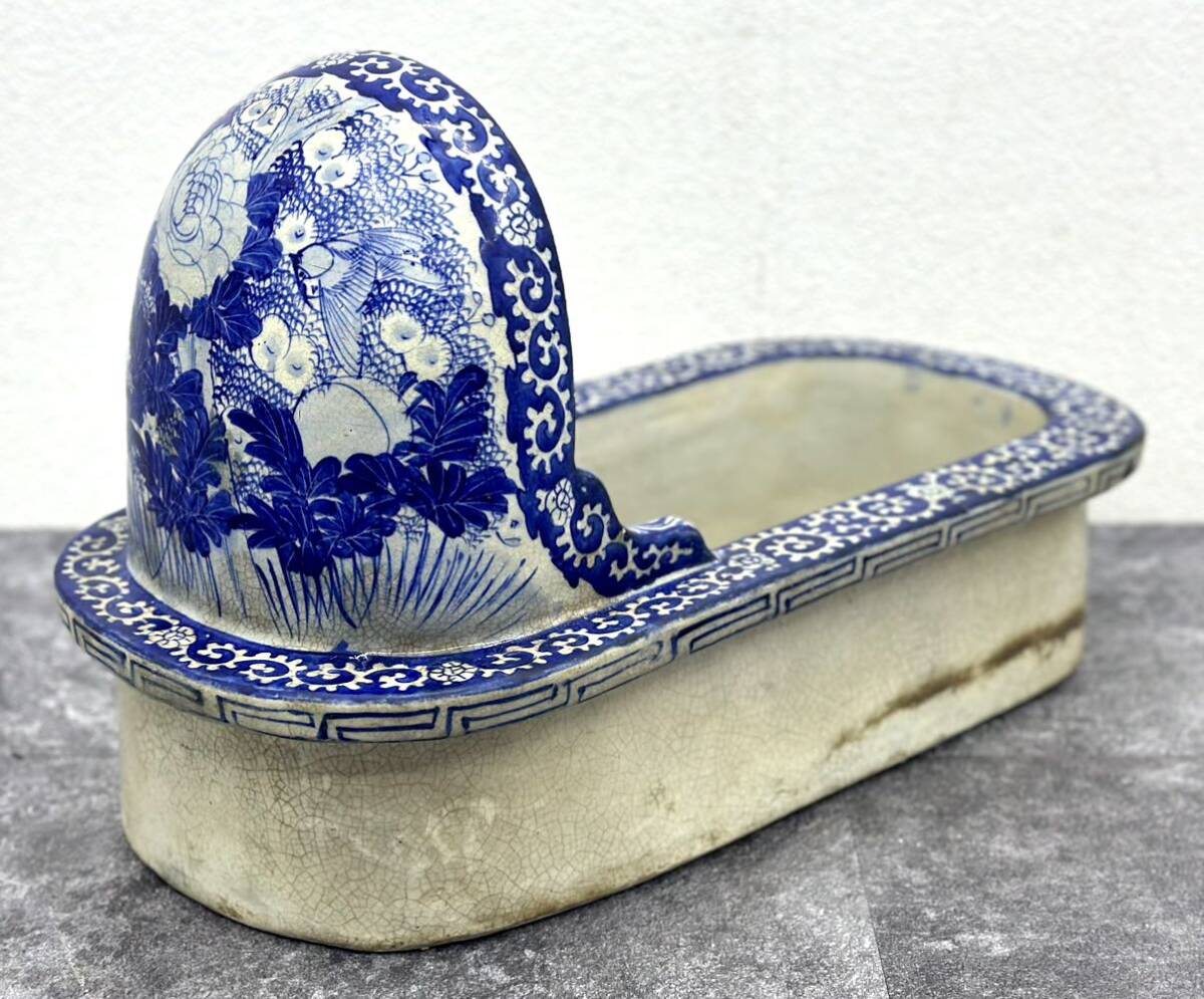 蛸唐草 染付 伊万里焼 古便器 陶磁器 和式 陶器 昭和レトロ 蛸唐草 染付 伊万里焼 古便器 陶磁器 和式 陶器 昭和レトロ