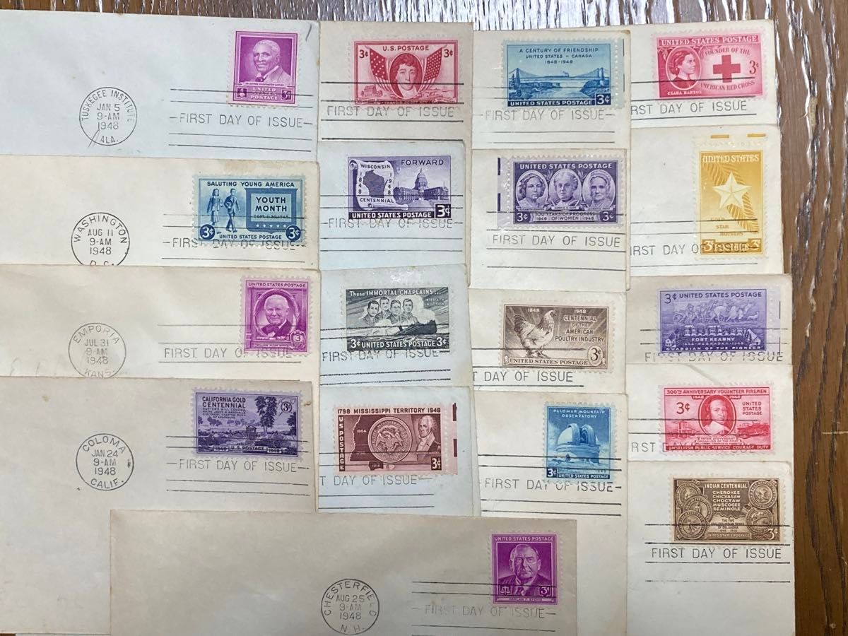 アメリカ　記念切手　初日カバー　FDC  1948年(昭和23年)　18枚　まとめ