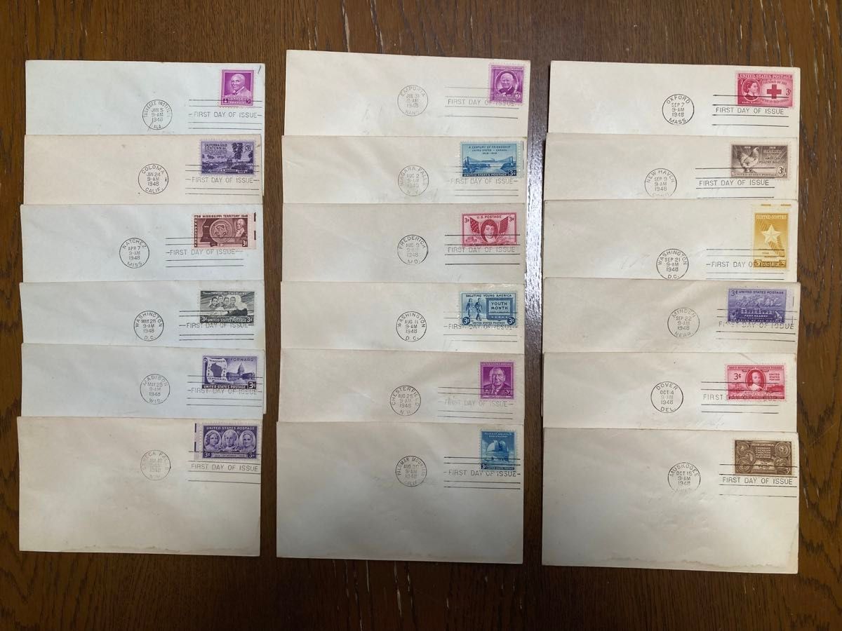 アメリカ　記念切手　初日カバー　FDC  1948年(昭和23年)　18枚　まとめ