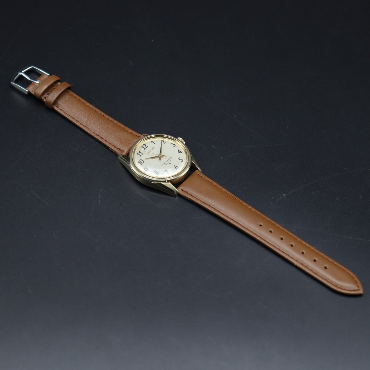 SEIKO LORD MARVEL 36000 セイコー ロードマーベル 5740-8000 手巻き 全数字絹目文字盤 SGPケース 1960-1970年 新品革ベルト メンズ腕時計の画像9
