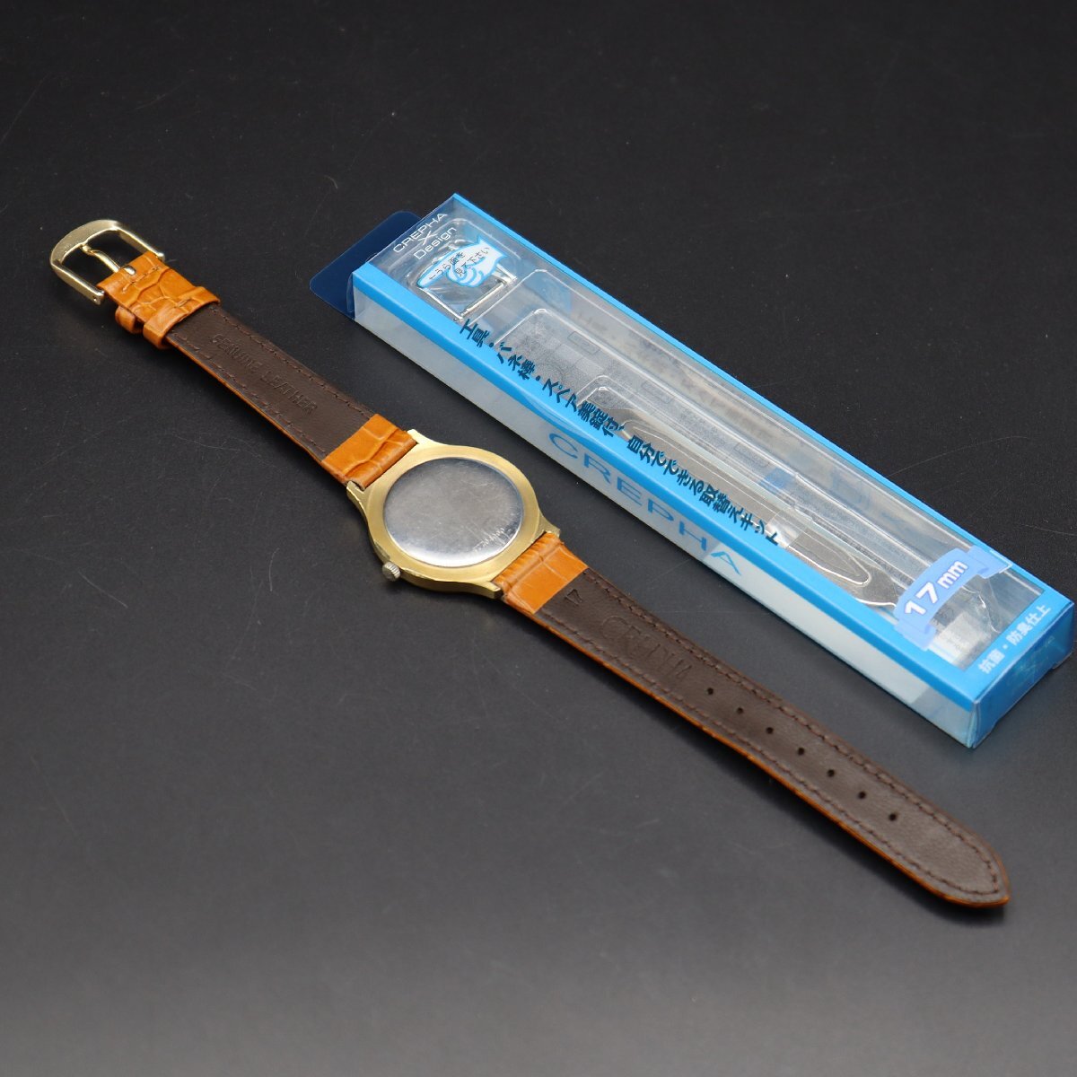 LONGINES ロンジン 手巻き ゴールドカラー文字盤 ラウンド 2針 スイス製 新品革ベルト アンティーク メンズ腕時計の画像9