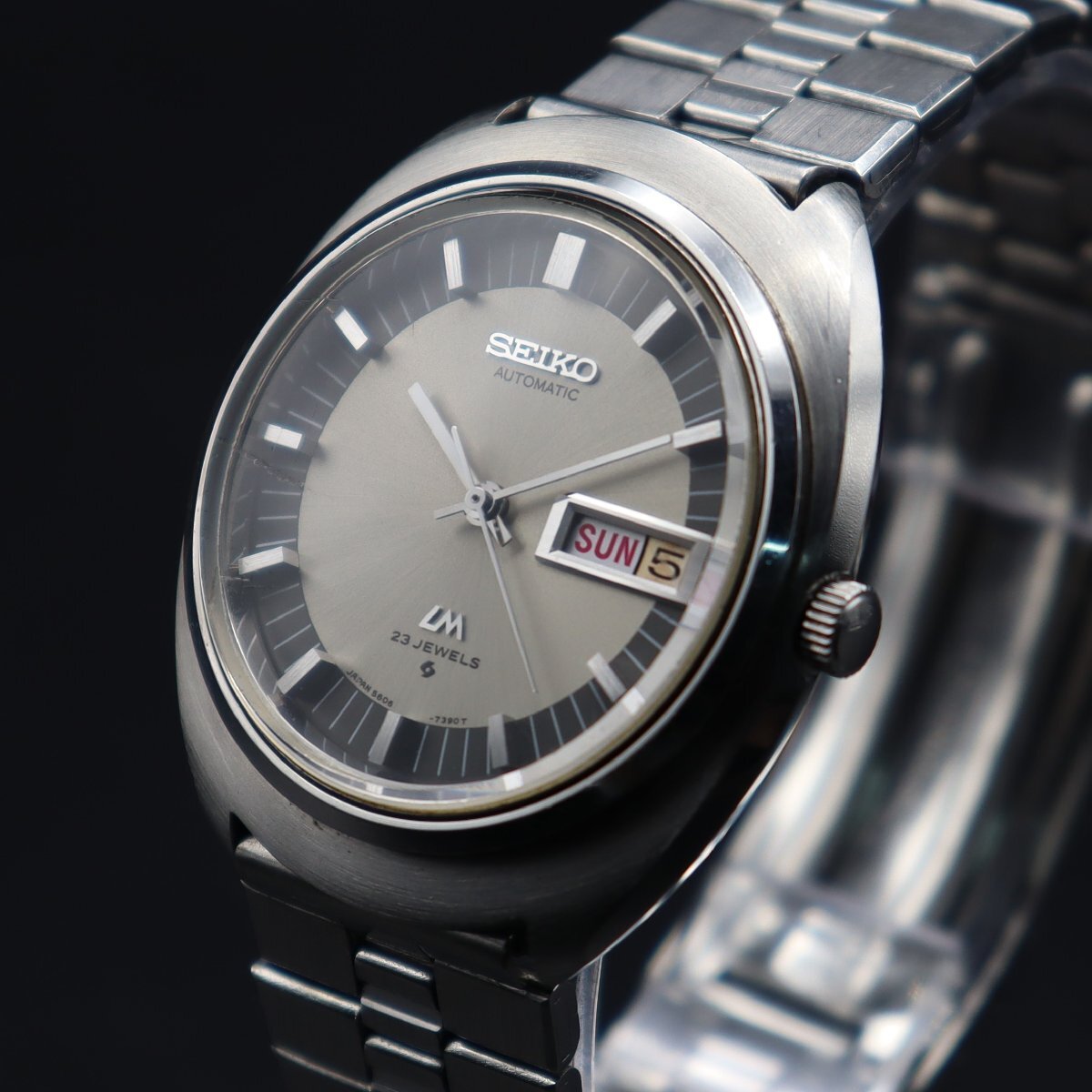 OH済 SEIKO 56LM セイコー ロードマチック 5606-7160 自動巻 23石 トノー型 ツートン文字盤 1971年製 諏訪 デイデイト 純正ブレス メンズ_画像1