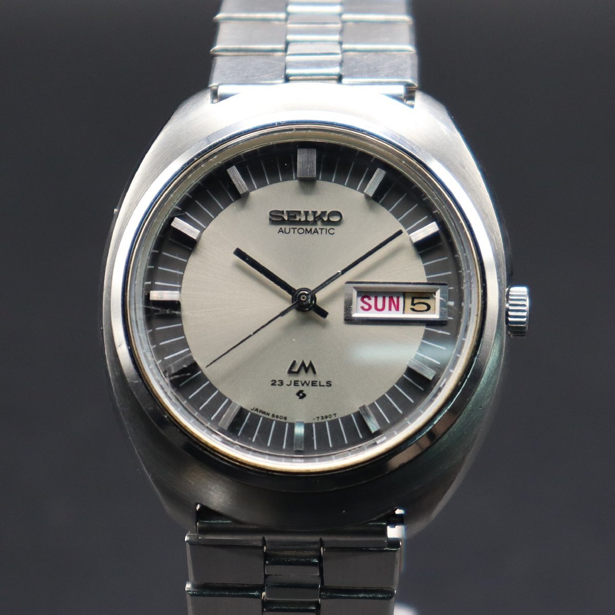 OH済 SEIKO 56LM セイコー ロードマチック 5606-7160 自動巻 23石 トノー型 ツートン文字盤 1971年製 諏訪 デイデイト 純正ブレス メンズ_画像2