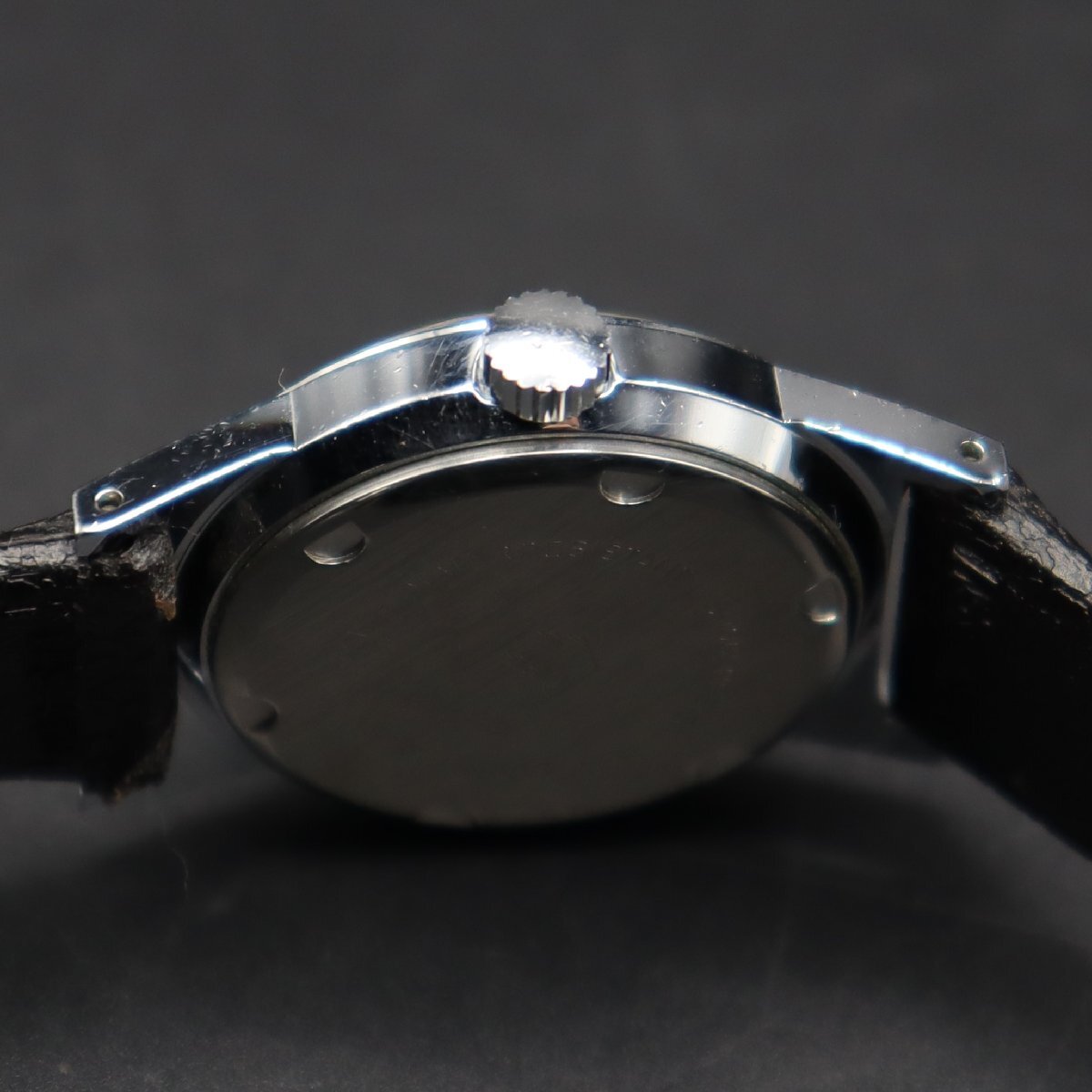 ORIS オリス ポインターデイト 6683 手巻き 黒文字盤 全数字 ラウンド スモセコ スイス製 アンティーク ボーイズ/レディース腕時計の画像6