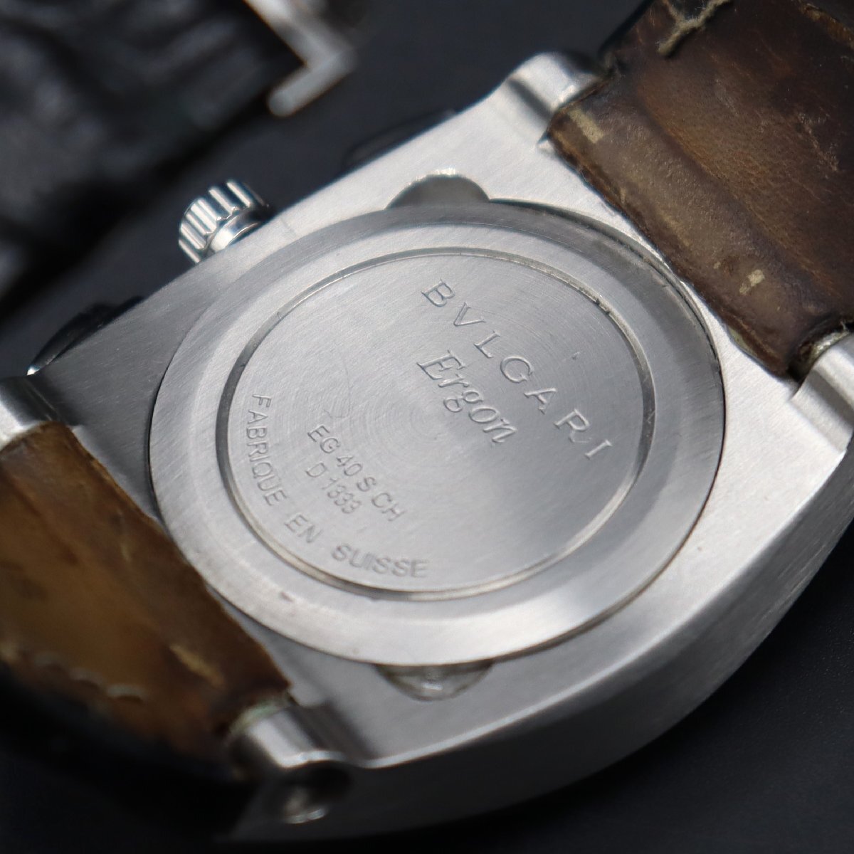 BVLGARI Ergon ブルガリ エルゴン 自動巻 EG40SCH クロノグラフ デイト 黒文字盤 スイス製 純正Dバックル メンズ腕時計の画像8