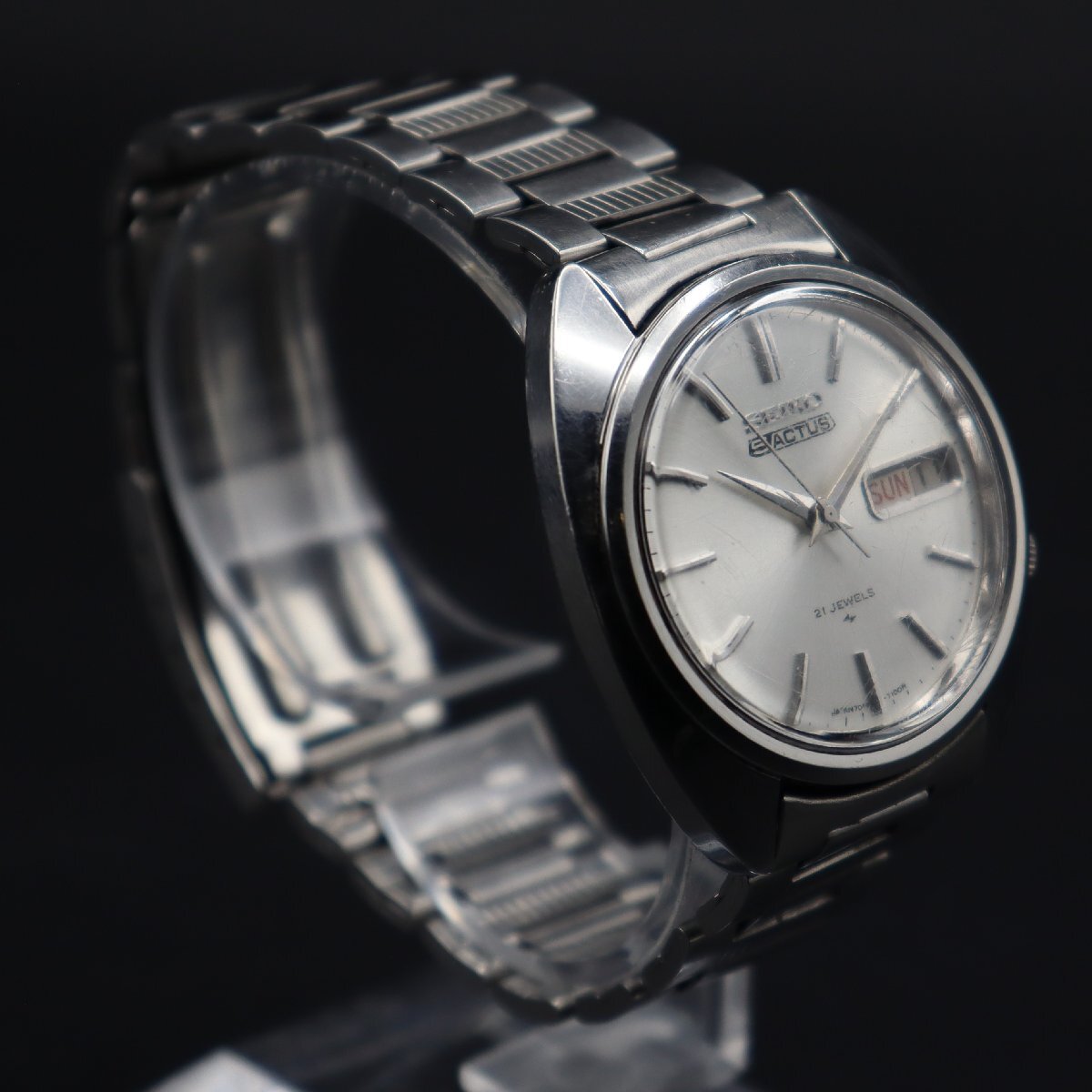 SEIKO 5ACTUS セイコー ファイブアクタス 21石 自動巻き 7019-7080 デイデイト 亀戸 1971年 純正ブレス アンティーク メンズ腕時計の画像4