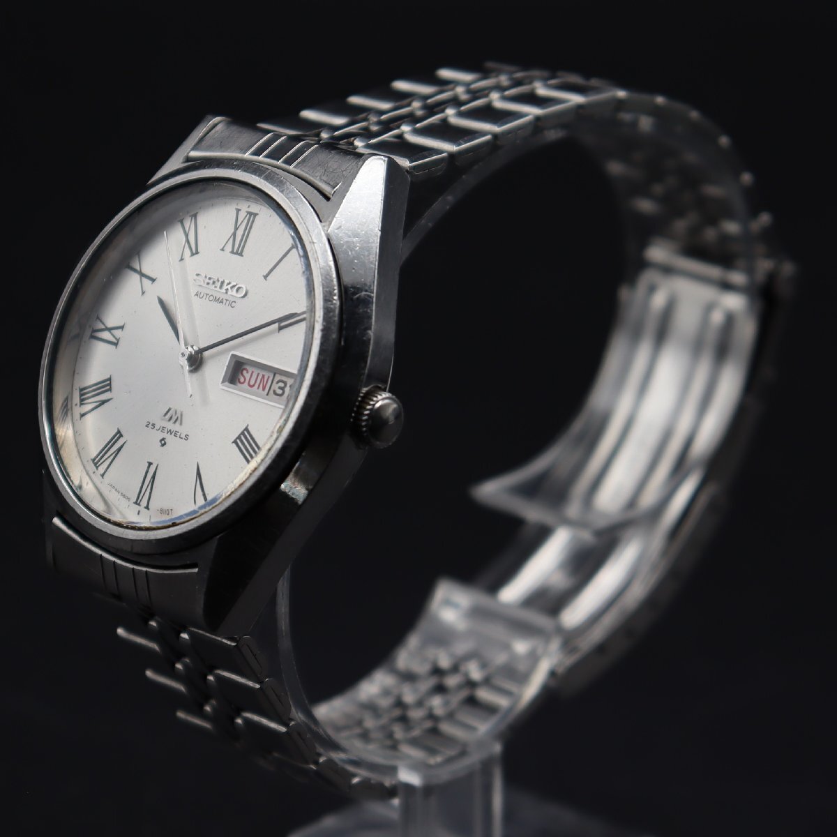 SEIKO LM セイコー ロードマチック 自動巻き 25石 5606-8030 1974年 ローマンインデックス 諏訪 日/英デイデイト 純正ブレス メンズ腕時計の画像2