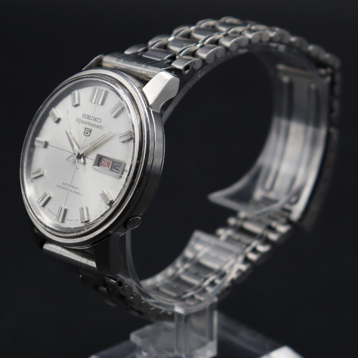 SEIKO Sportsmatic セイコー 5スポーツマチック 6619-9070 自動巻 21石 クロスライン文字盤 デイデイト 1966年製 イルカ刻印 メンズ腕時計_画像2