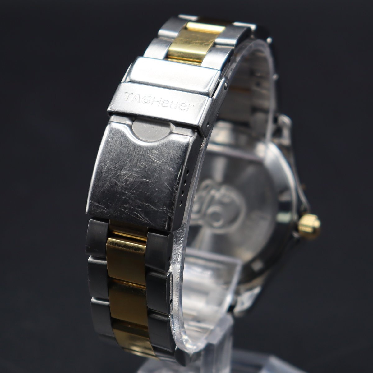 TAG HEUER タグホイヤー アクアレーサー クォーツ WAF1120 ゴールドメッキ シルバー文字盤 デイト 純正ブレス アンティーク メンズ腕時計の画像5