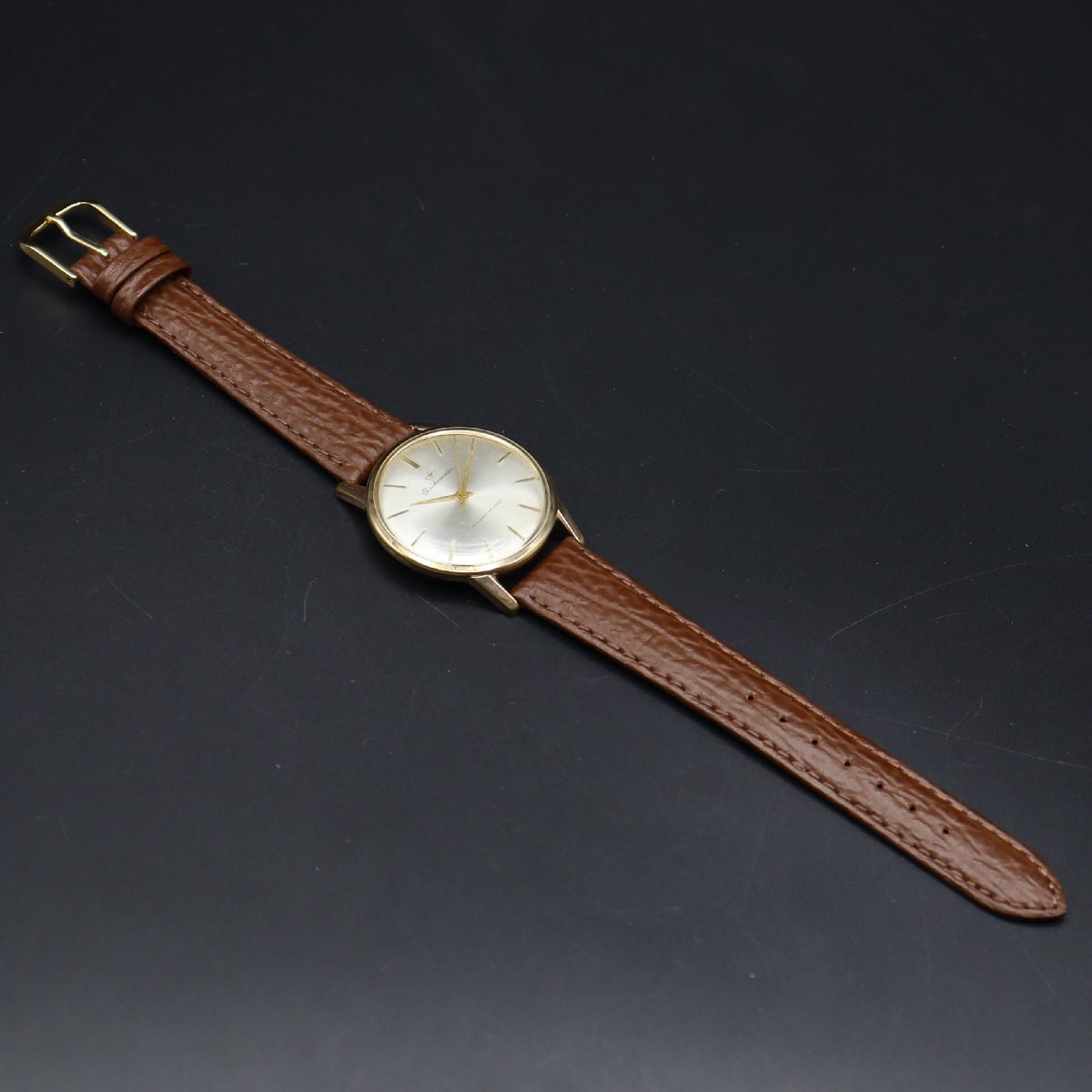 SEIKOMATIC セイコーマチック 自動巻き 20石 不動ジャンク 筆記体ロゴ コママーク 1960年代 新品革ベルト アンティーク メンズ腕時計の画像9
