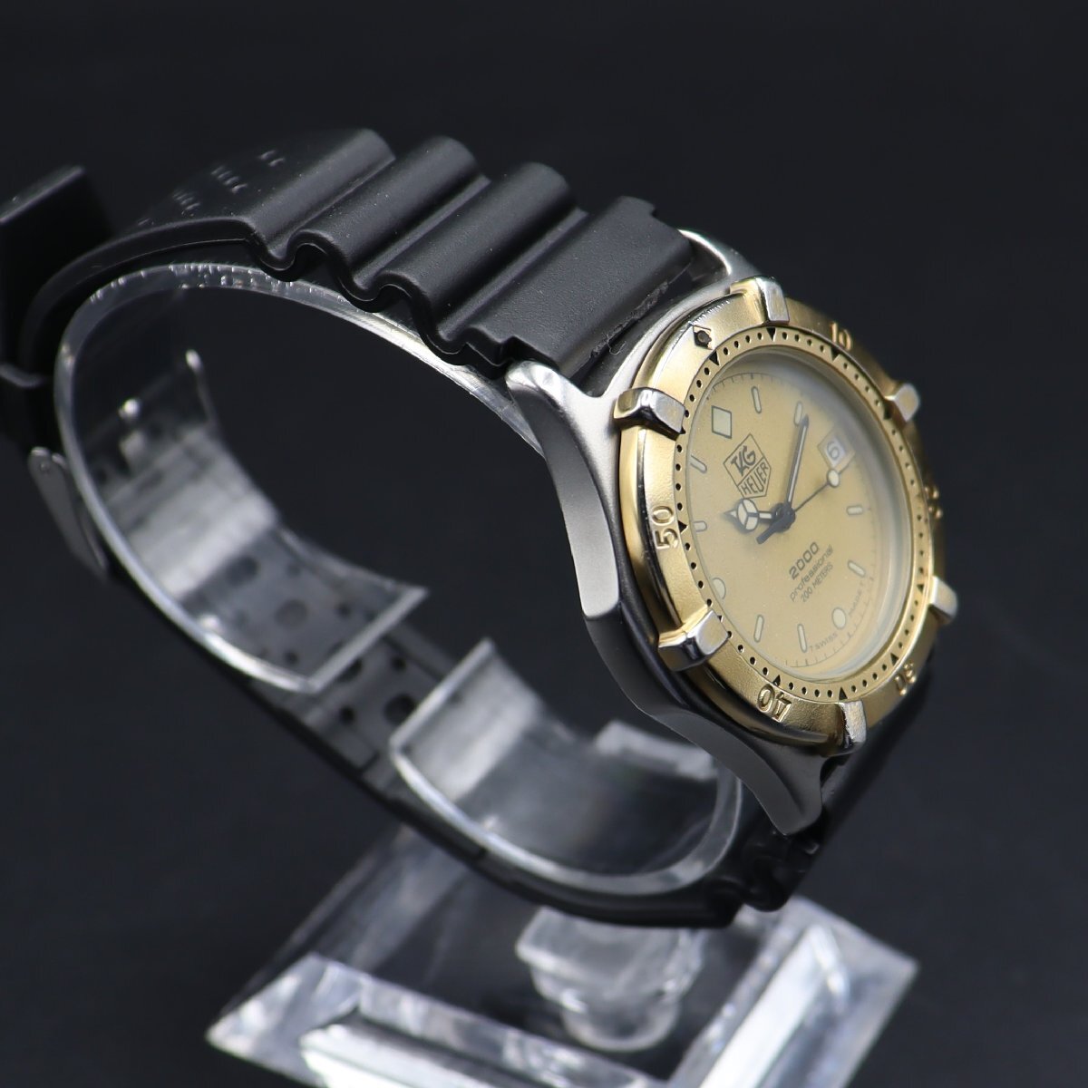 TAG HEUER タグホイヤー プロフェッショナル 2000 クォーツ 200M防水 964.013 デイト コンビカラー スイス 新品ラバーベルト メンズ腕時計の画像4