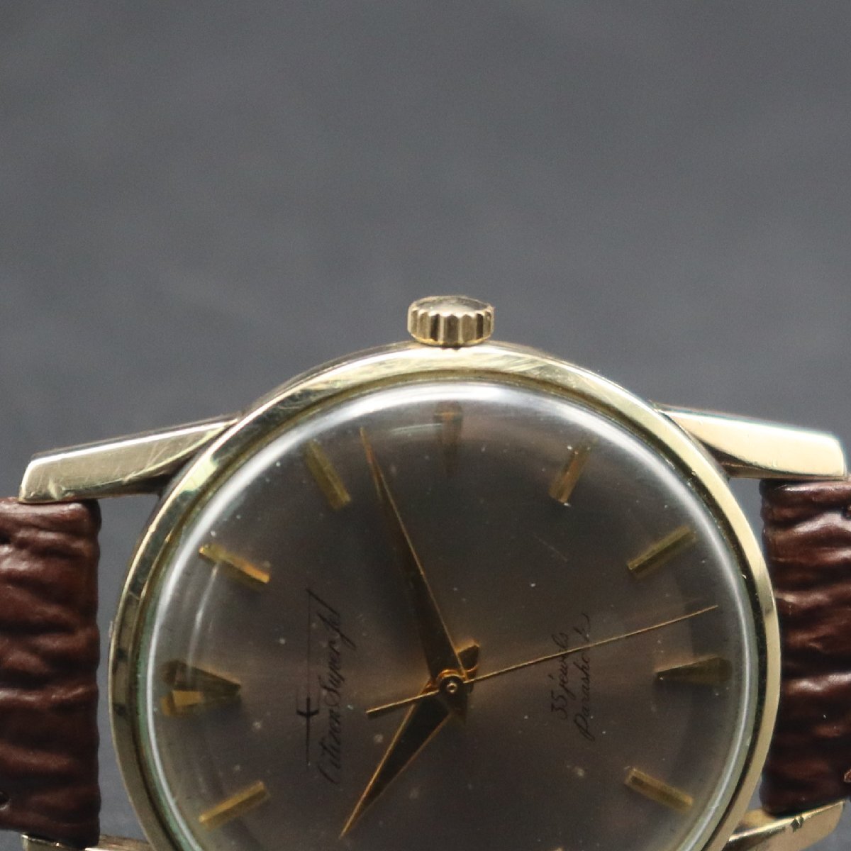 希少 Citizen シチズン スーパージェット JT1507081 自動巻 35石 ジェットローター 14KGF 1962年頃 新品革ベルト メンズ腕時計の画像5