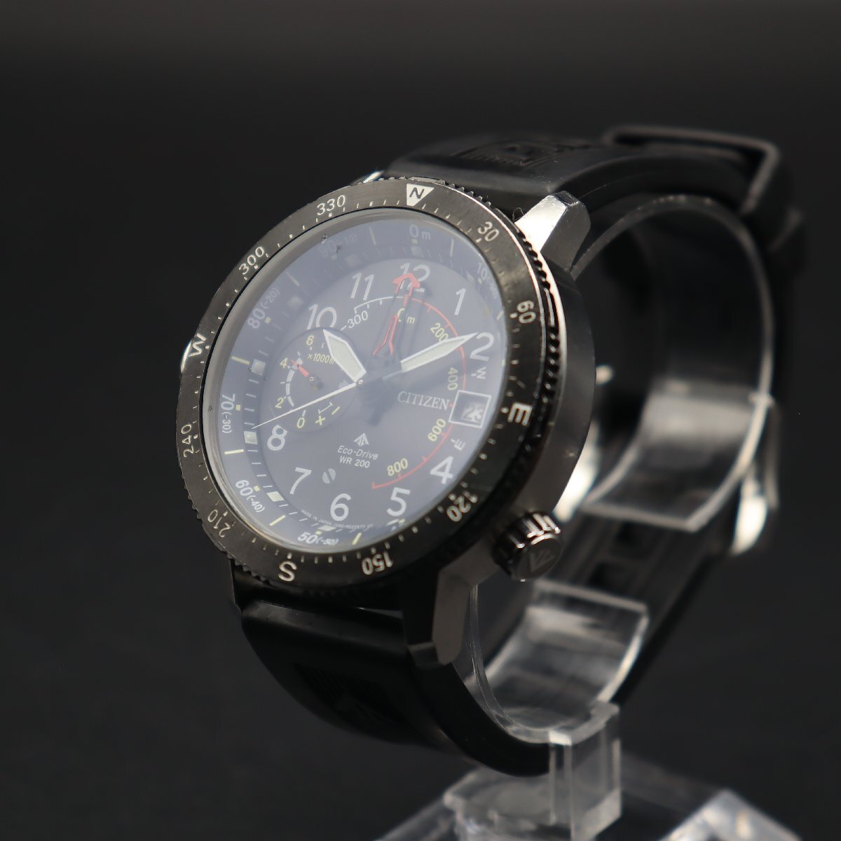 CITIZEN PROMASTER シチズン エコドライブ プロマスター アルティクロン J280-R008455 ソーラー 黒 デイト 純正ラバーベルト メンズ腕時計