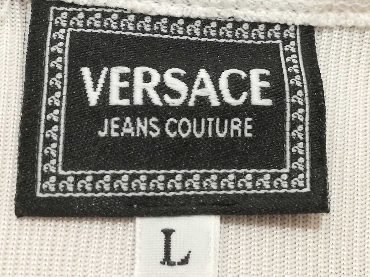  unused goods Italy made ~VERSACE Versace ~[ half ZIP design Short sleeve shirt ]*L size 