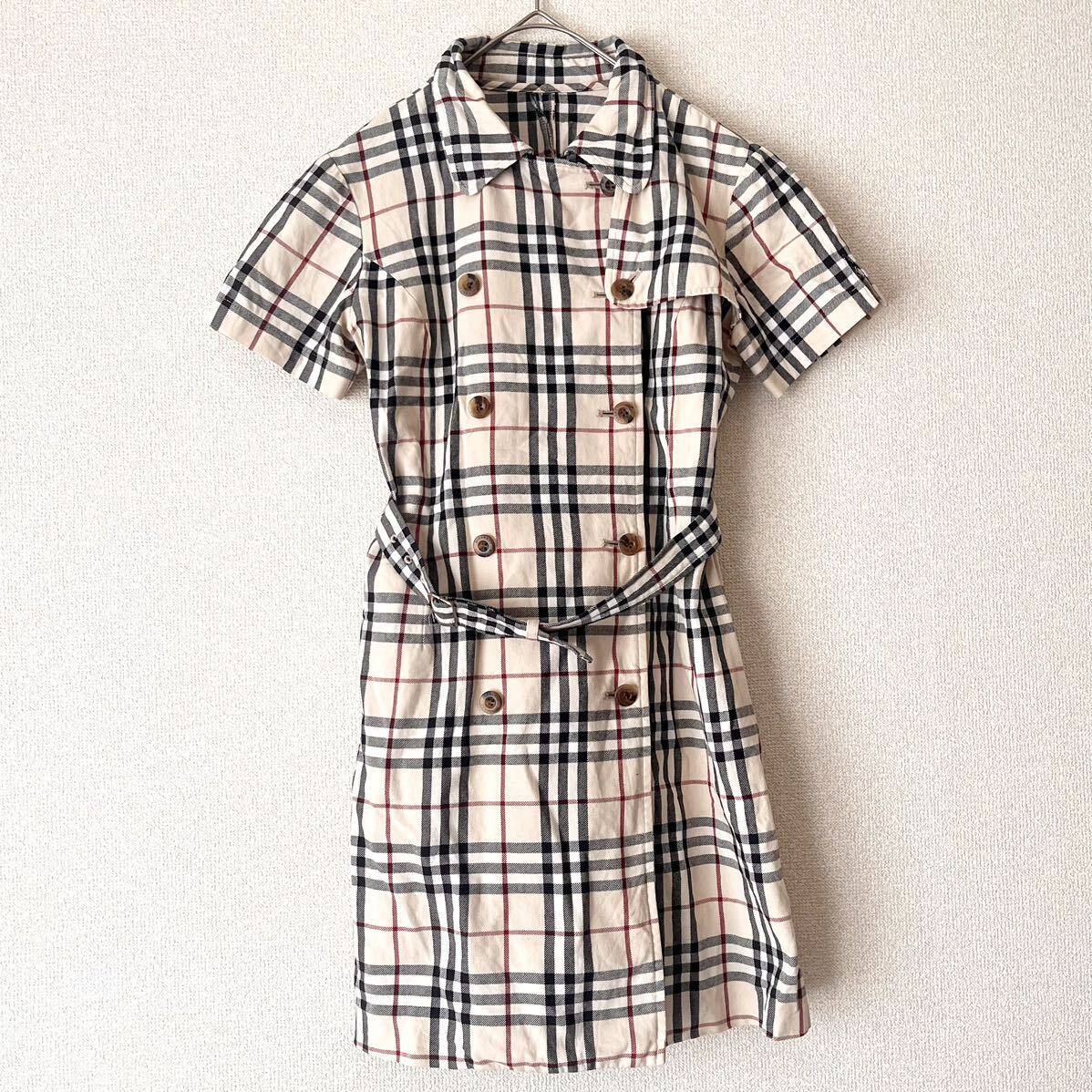 BURBERRY ワンピース★キッズ 140cm ノバチェックバーバリー 半袖ワンピース★コットン 綿 シャツワンピース 女の子 子供 小学生 中学生_画像1