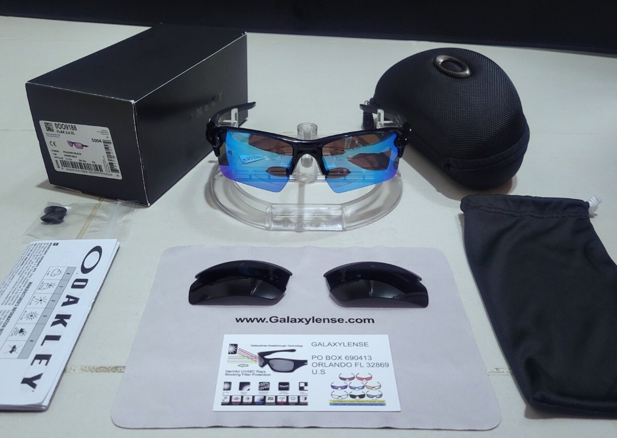 正規品 新品 偏光レンズ2枚付き OAKLEY FLAK 2.0 XL オークリー フラック Sapphire Iridiun Polarized サファイア ポラライズド サングラス