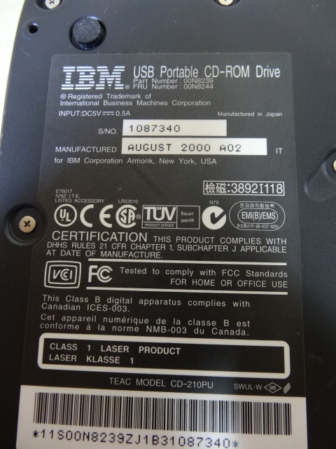 [送料無料 即決] IBM USB Portable CD-ROM Drive USED品_画像8