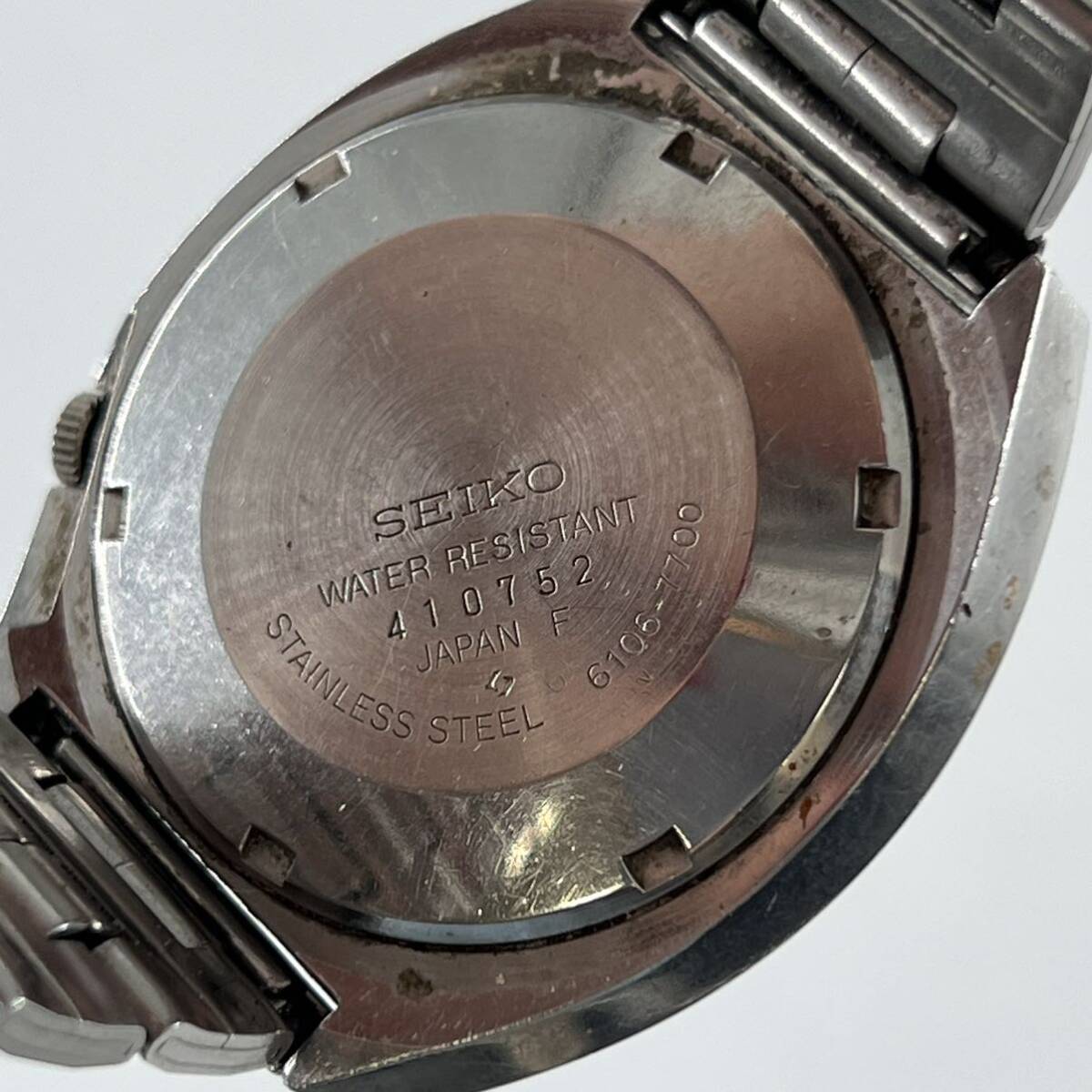 K4 【可動品】SEIKO 5ACTUS 腕時計 SS 23石 6106-7700 シルバー 青文字盤 3針 メンズ ウォッチの画像7