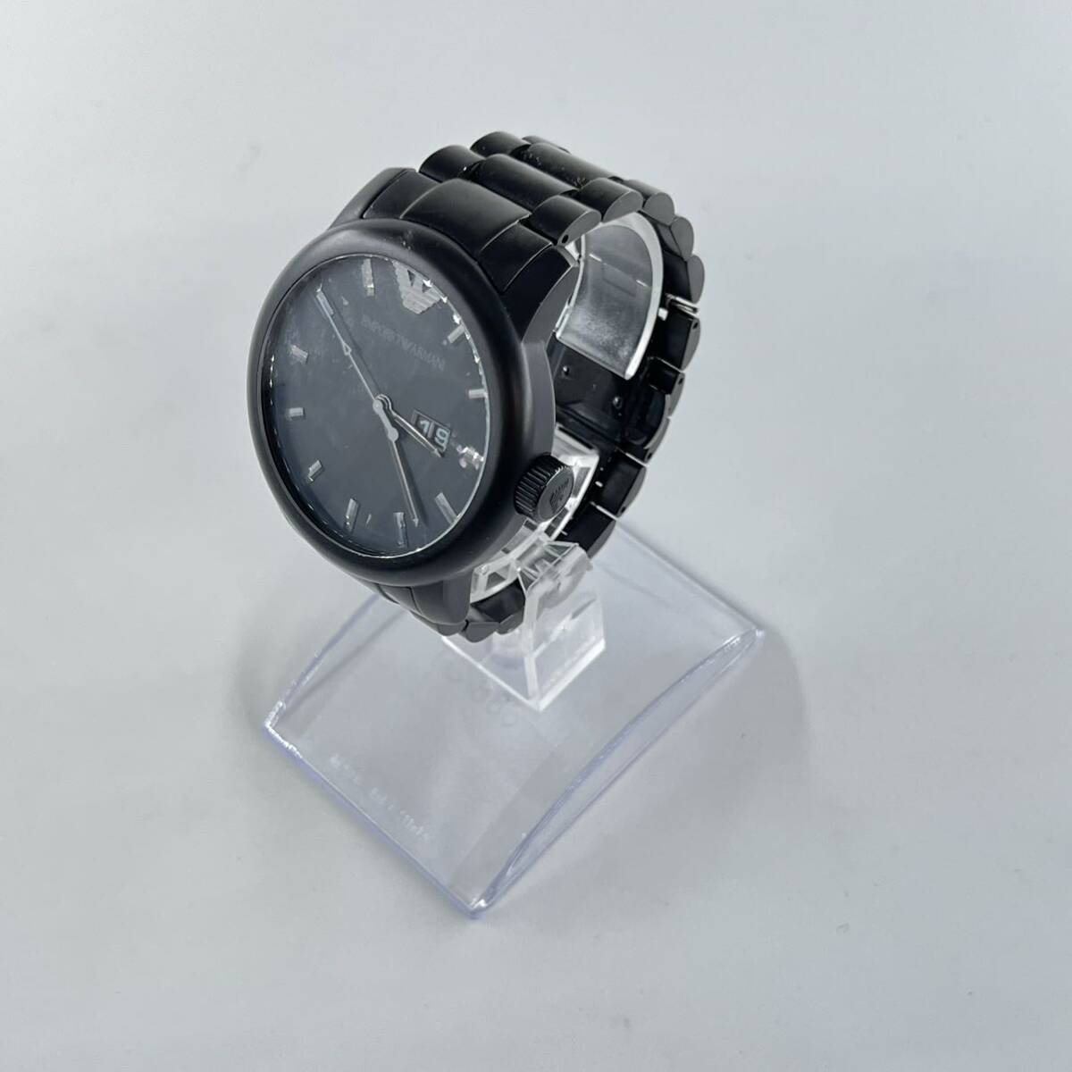 K4 【稼働品】EMPORIO ARMANI 腕時計 エンポリオアルマーニ AR-0346 ブラック 3針 箱有_画像2