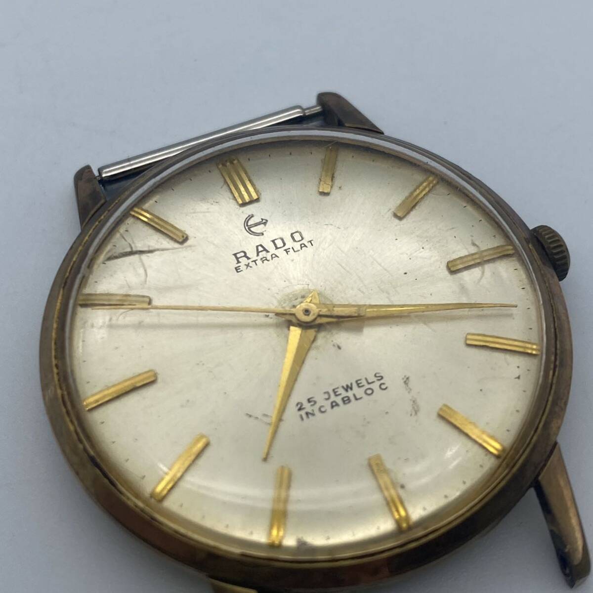 1円〜　RADO ラドー EXTRA FLAT エクストラ フラット 3針手巻 23石　アンティーク フェイスのみ 不動_画像4